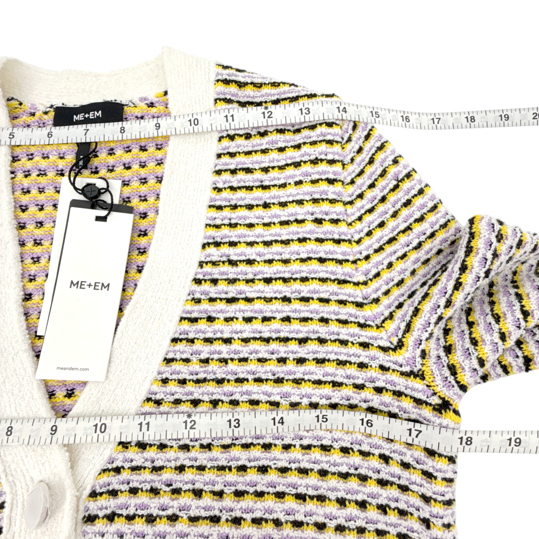ME+EM Summer Jacquard 3/4 Sleeve Jacket in Cream Multi S ME+EM