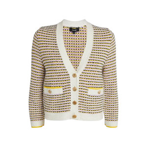 ME+EM Summer Jacquard 3/4 Sleeve Jacket in Cream Multi S