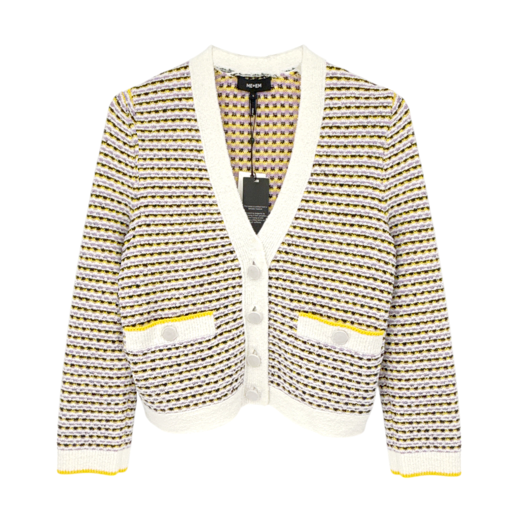 ME+EM Summer Jacquard 3/4 Sleeve Jacket in Cream Multi S ME+EM