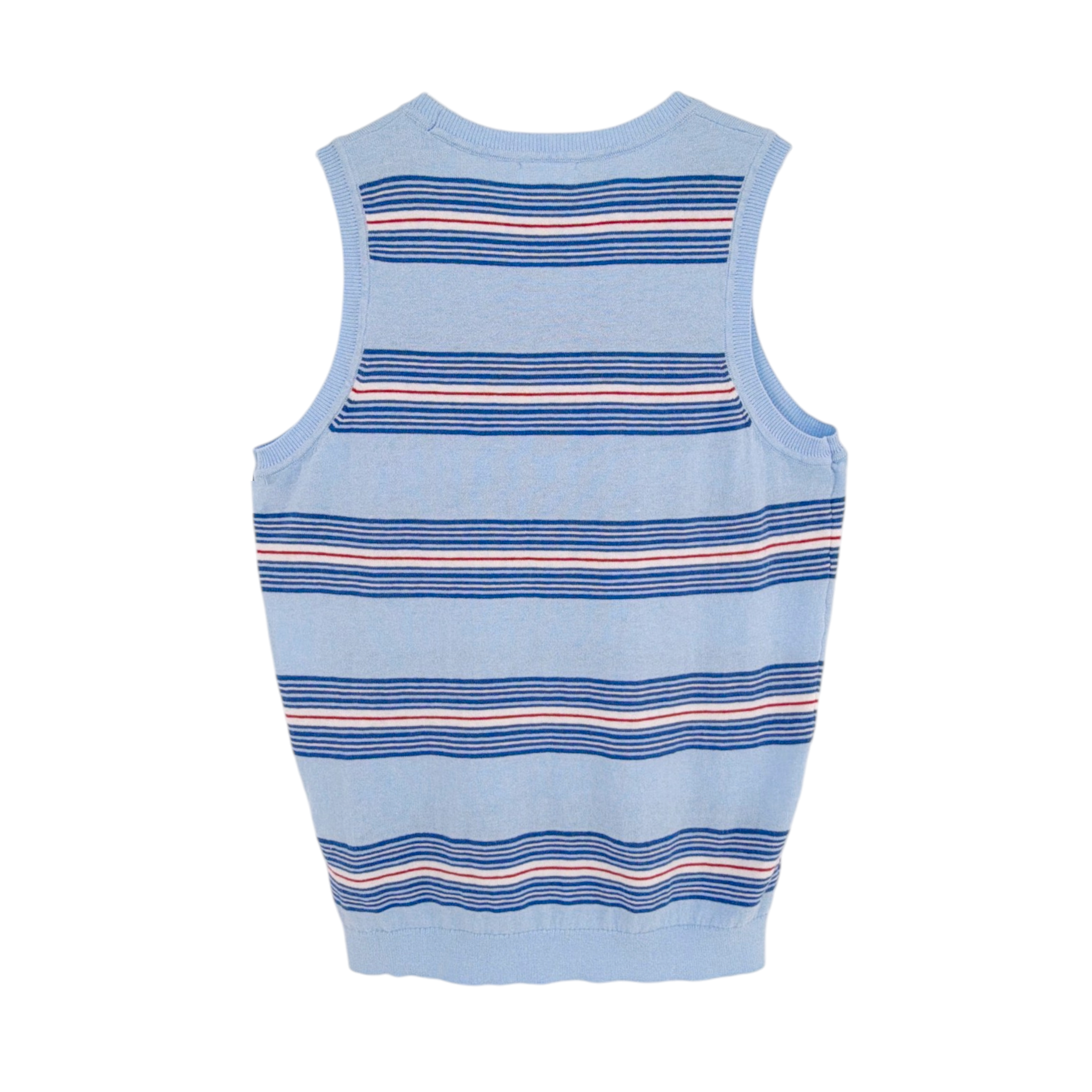 MINNIE ROSE Cotton Cashmere Striped Crew Neck Tank in Sky Blue Combo S Minnie Rose