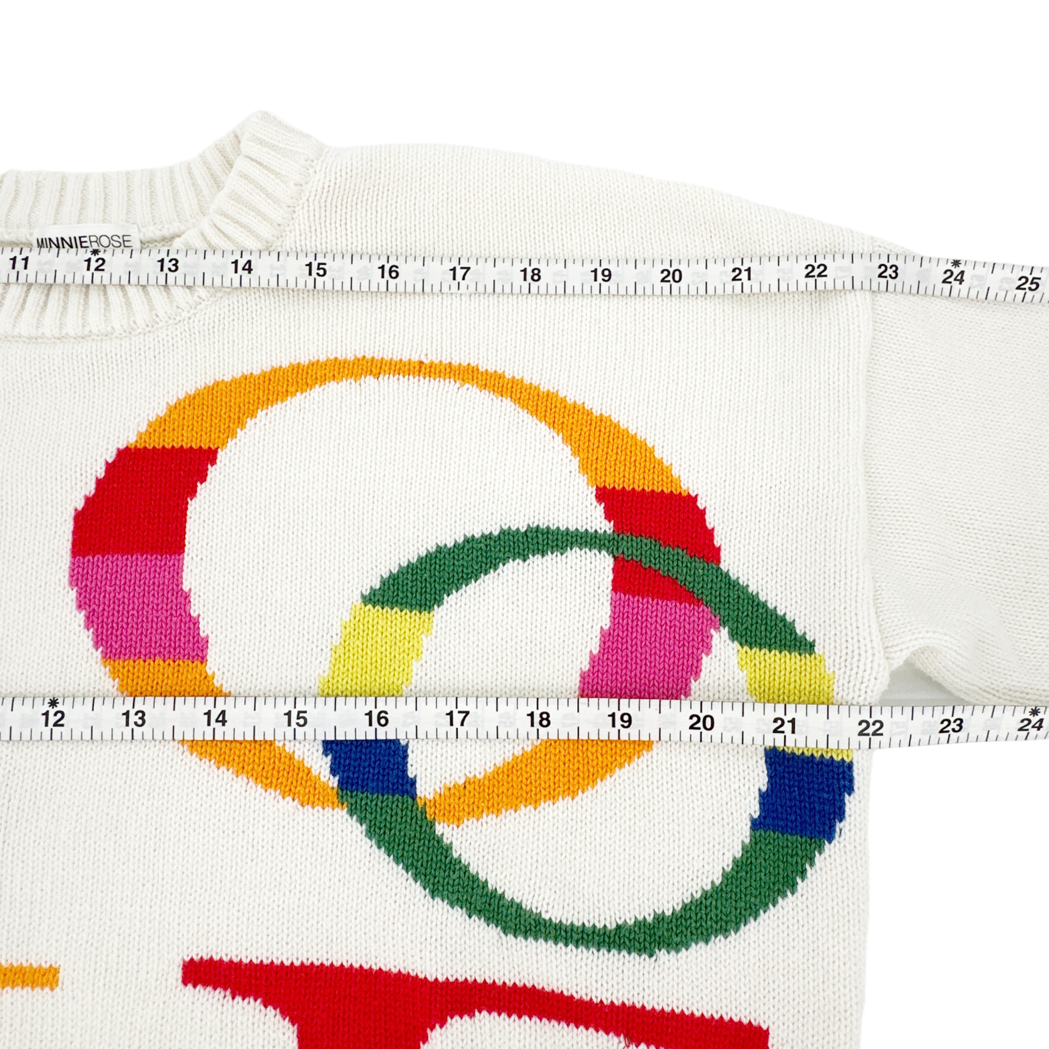 MINNIE ROSE Multi Color LOVE Crew Neck Sweater S Minnie Rose