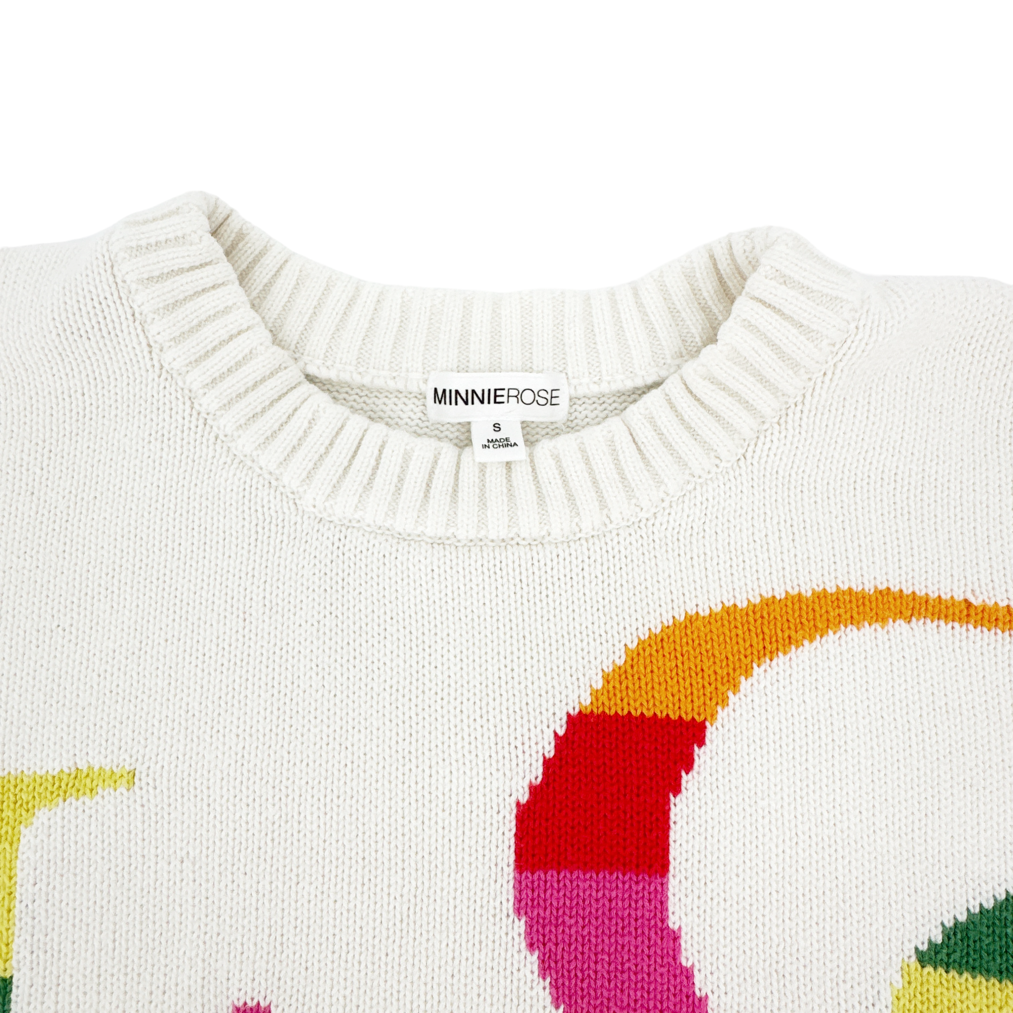 MINNIE ROSE Multi Color LOVE Crew Neck Sweater S Minnie Rose