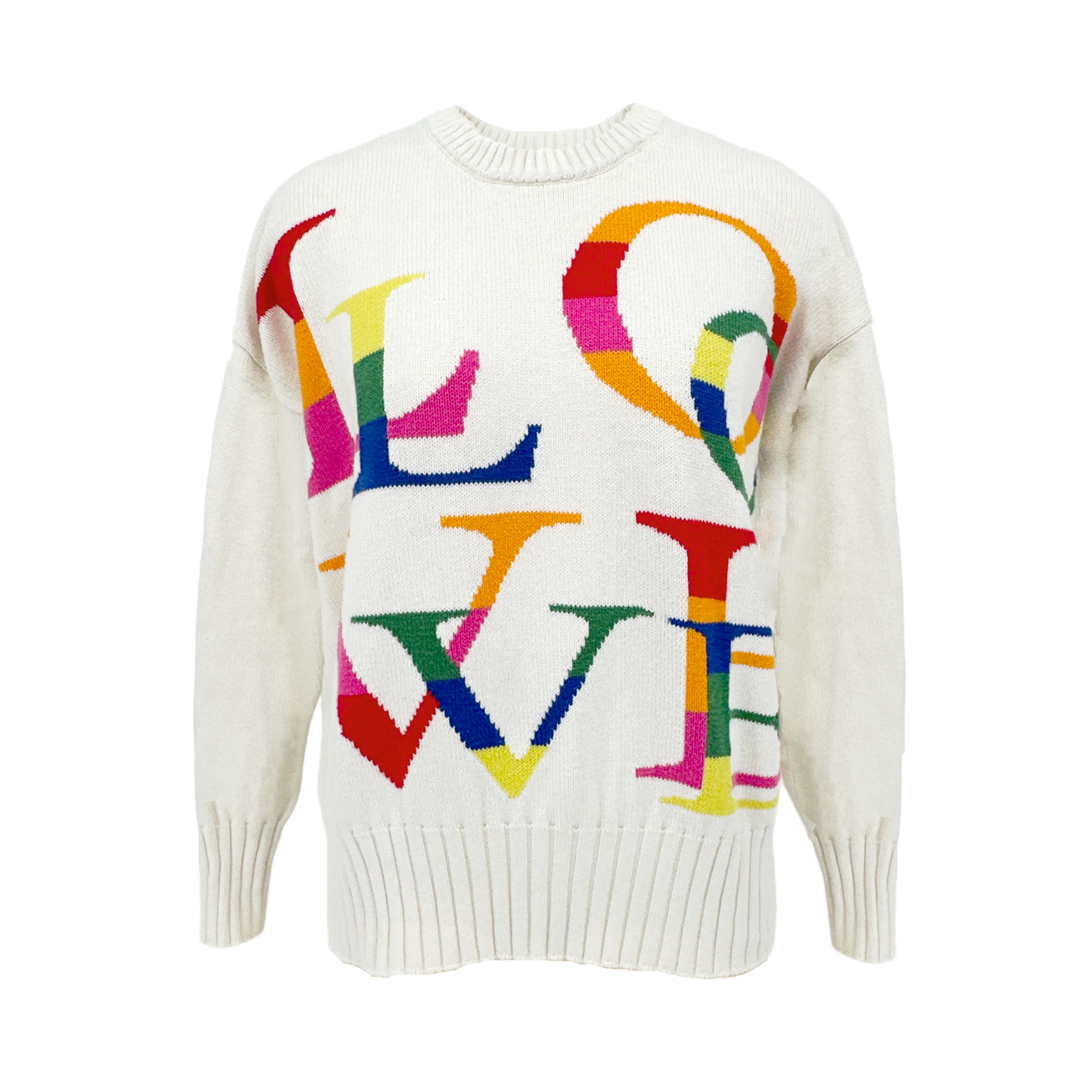 MINNIE ROSE Multi Color LOVE Crew Neck Sweater S Minnie Rose
