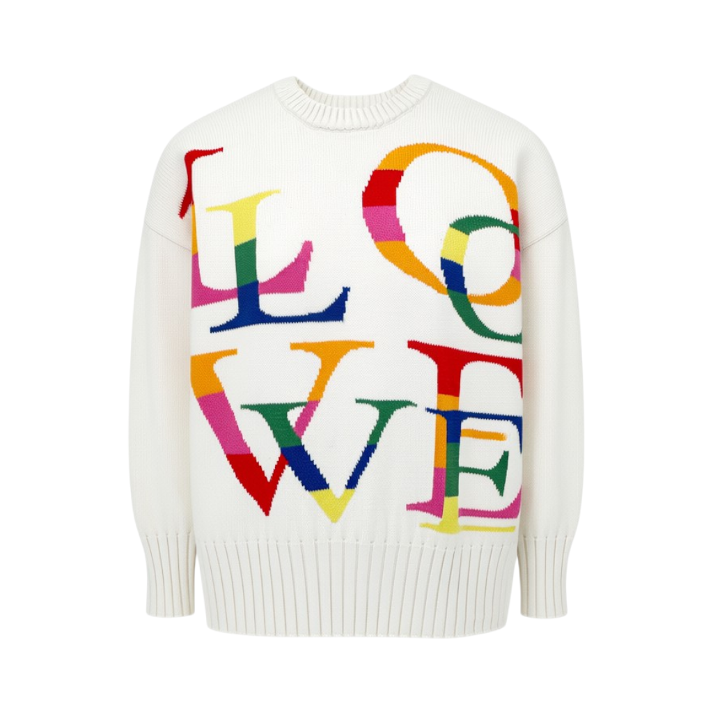 MINNIE ROSE Multi Color LOVE Crew Neck Sweater S Minnie Rose