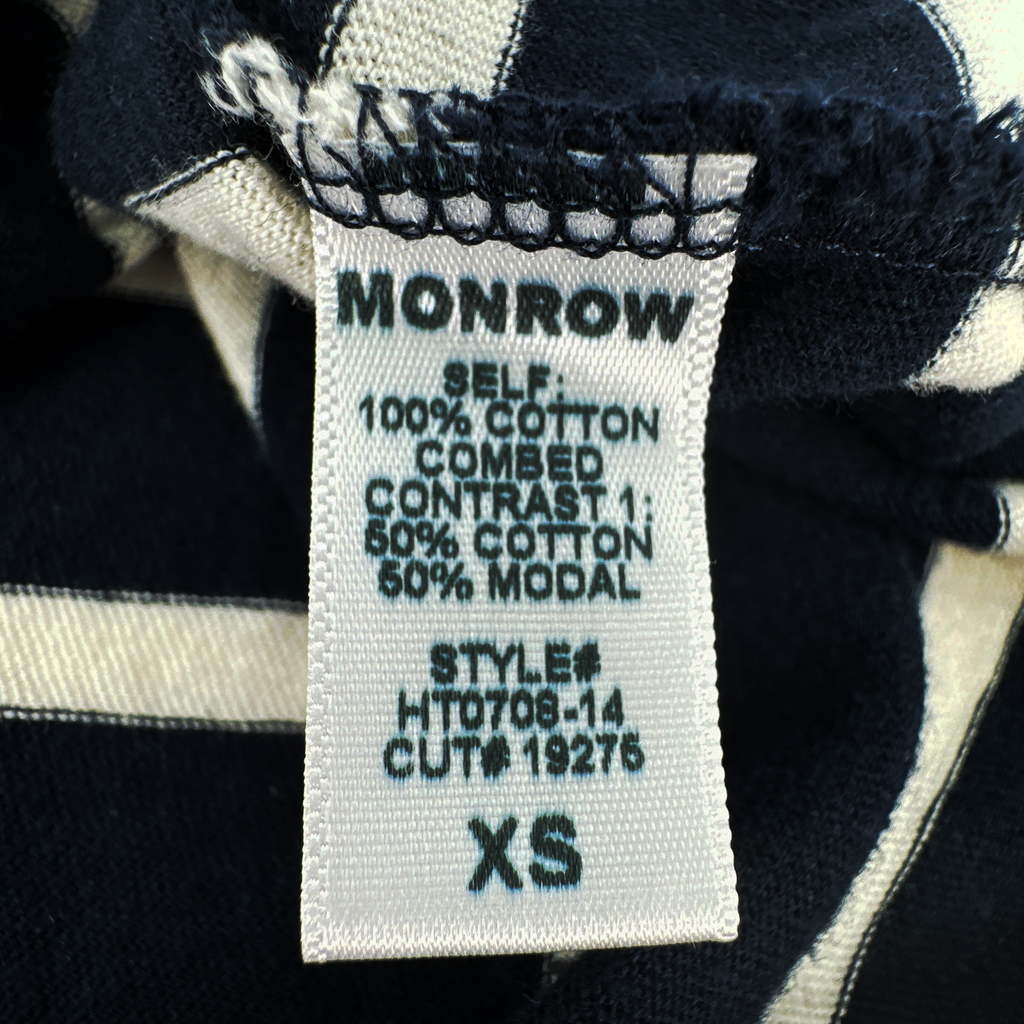 MONROW Stripe Tee in Navy & Cream XS Monrow