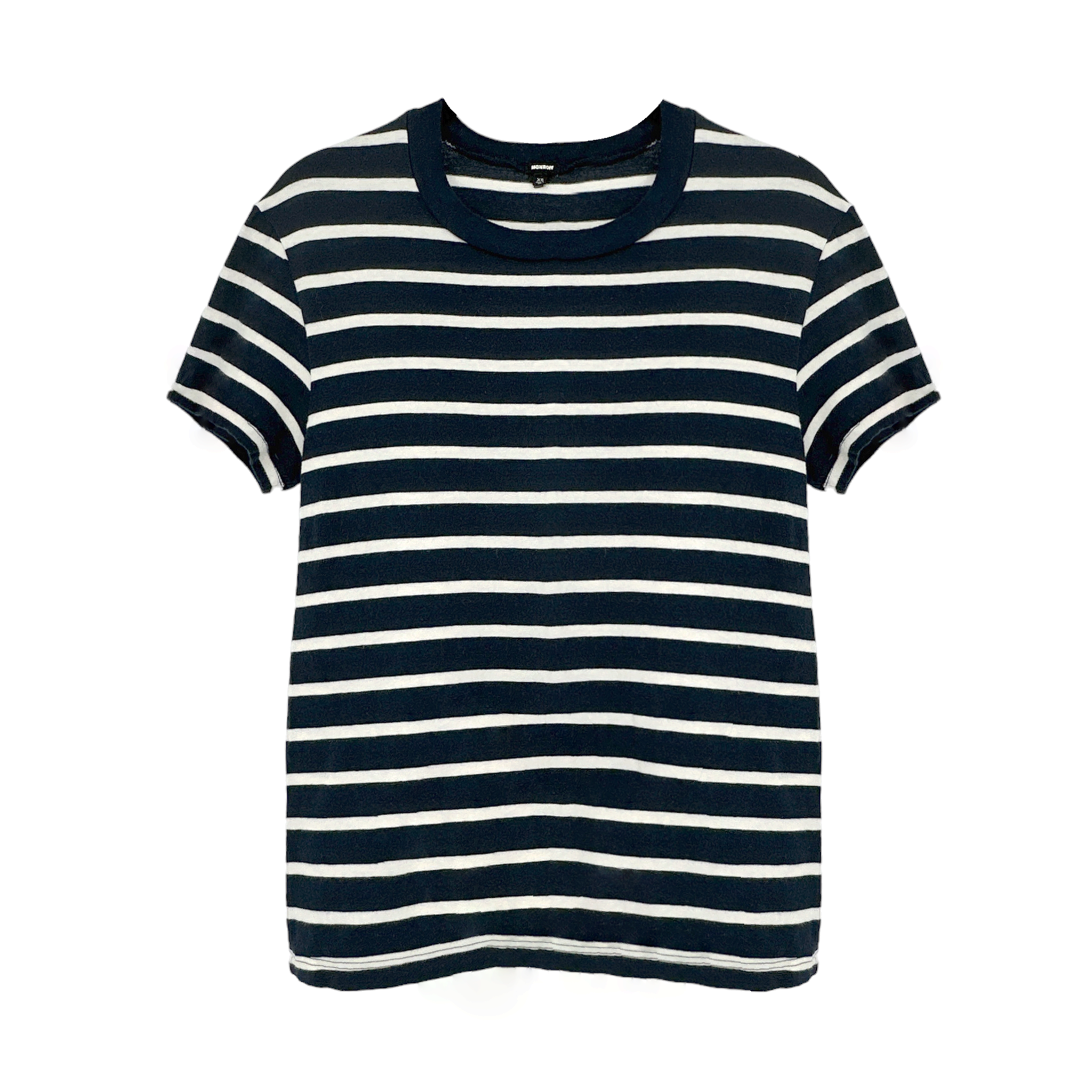 MONROW Stripe Tee in Navy & Cream XS Monrow