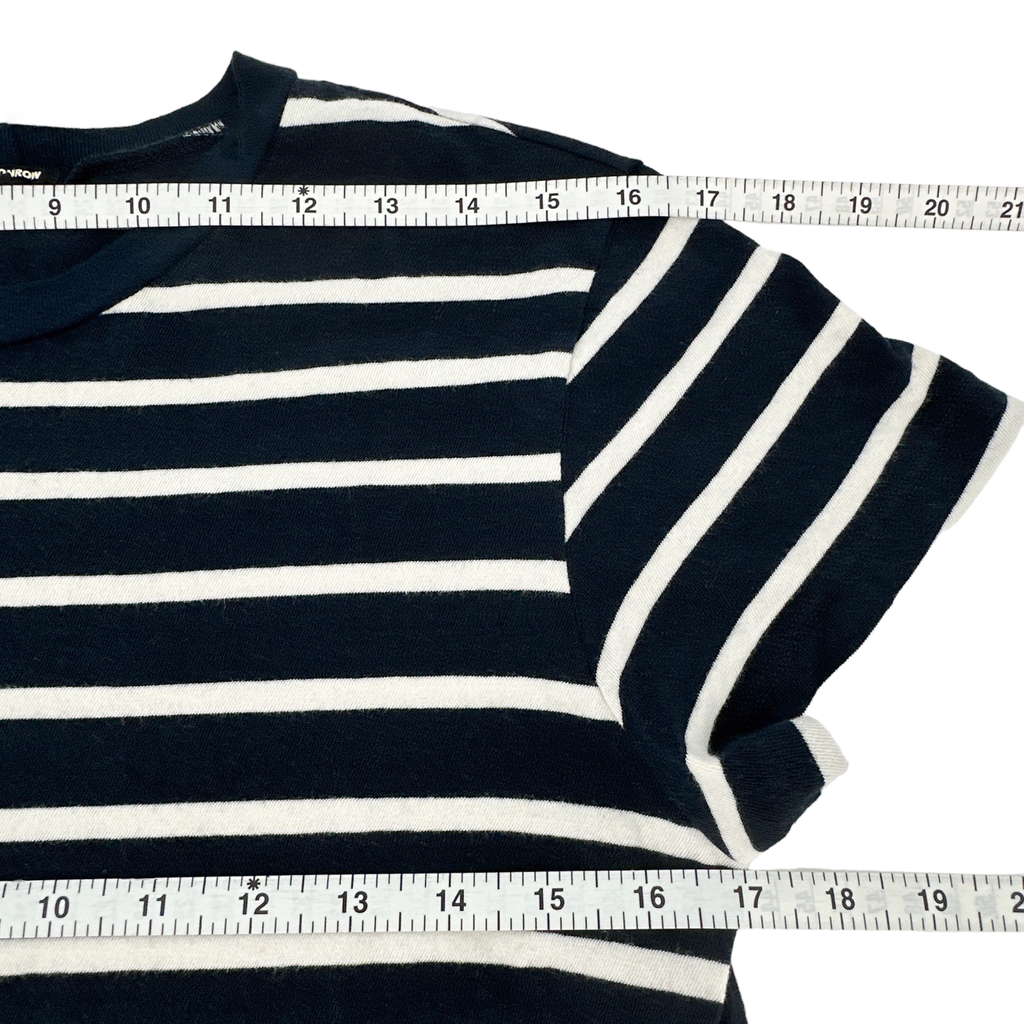 MONROW Stripe Tee in Navy & Cream XS Monrow