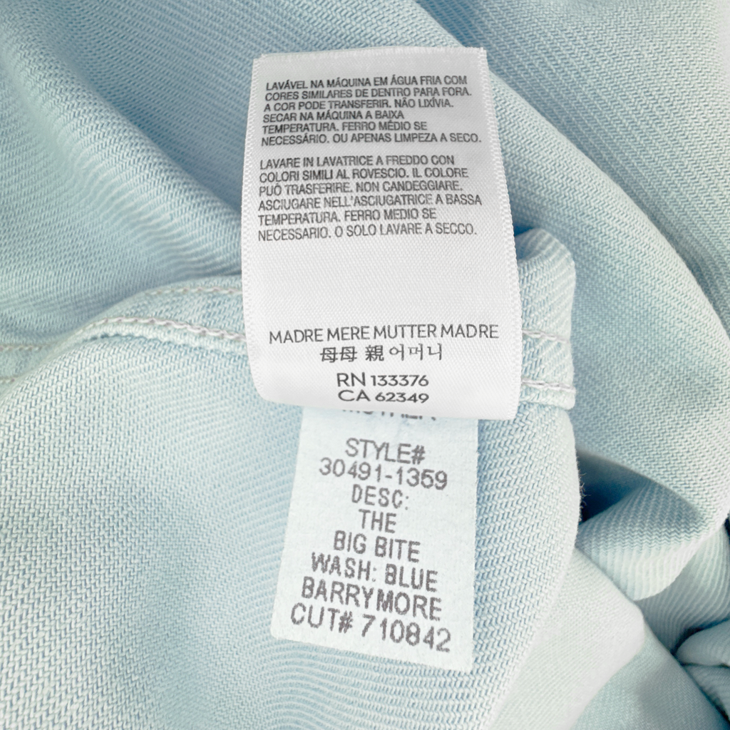MOTHER Denim SNACKS! The Big Bite Jacket in Blue Barrymore XS Mother