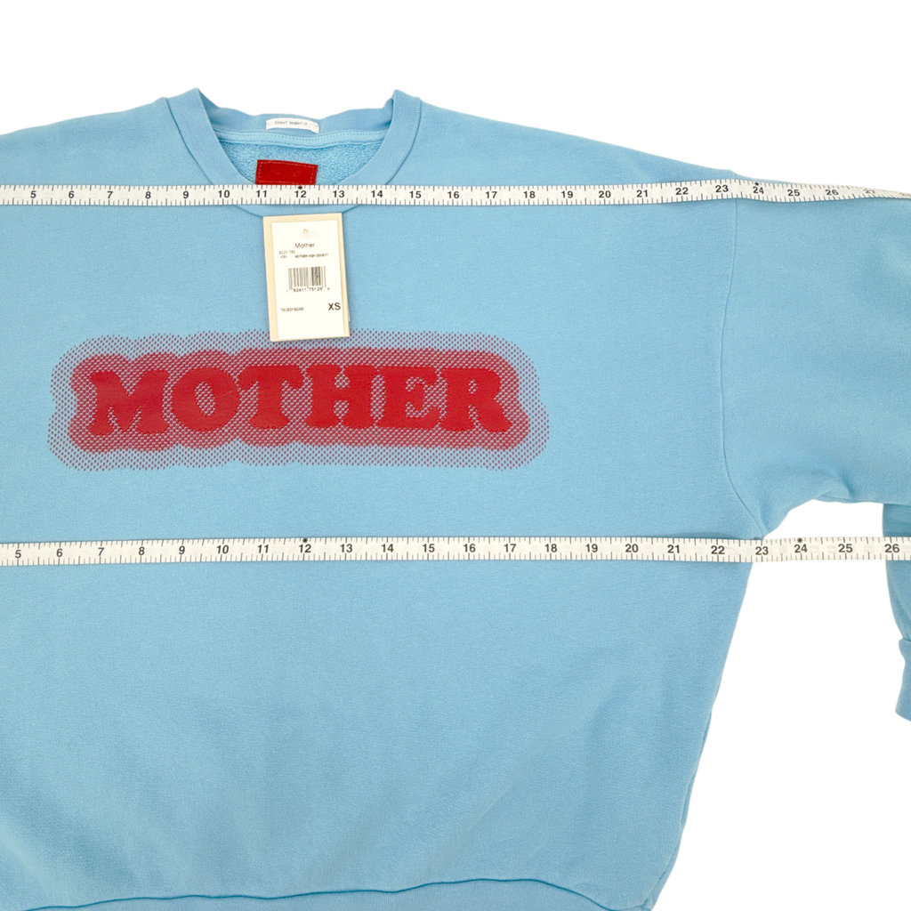 MOTHER The Drop Square Logo Cotton Sweatshirt in Mother High Density XS Mother