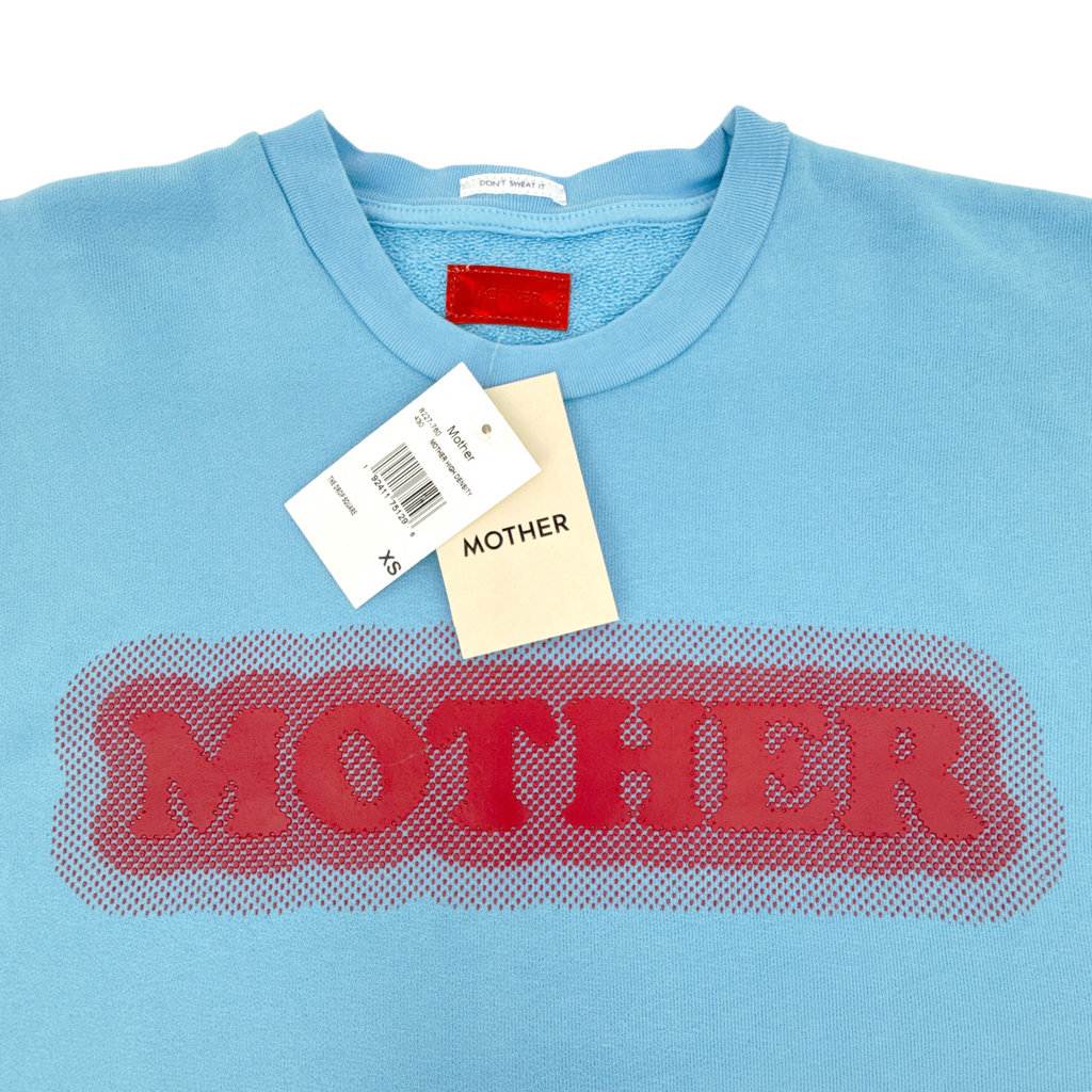 MOTHER The Drop Square Logo Cotton Sweatshirt in Mother High Density XS Mother