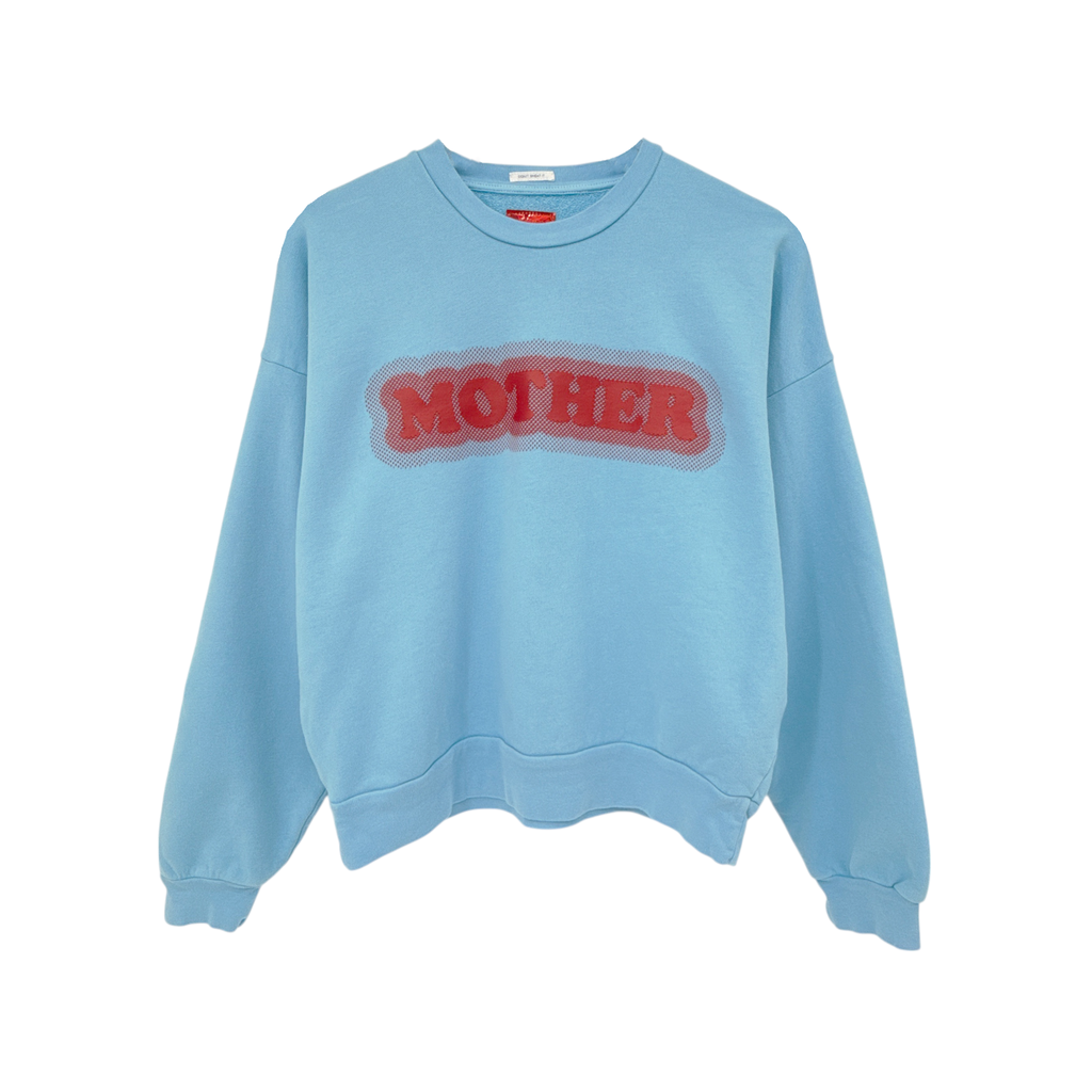 MOTHER The Drop Square Logo Cotton Sweatshirt in Mother High Density XS Mother