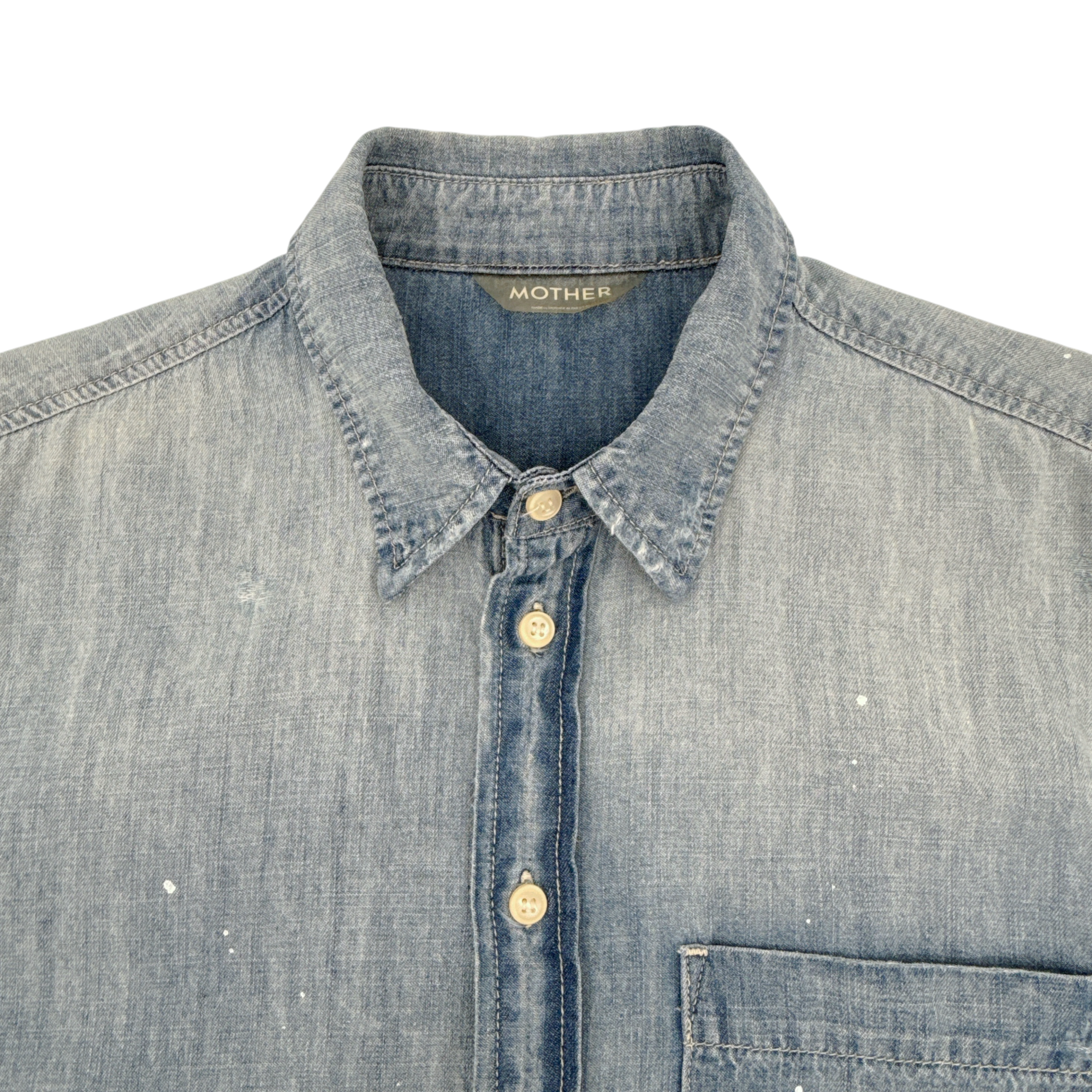 MOTHER Short Sleeve Frenchie Frayed Hem in Fixed S Mother