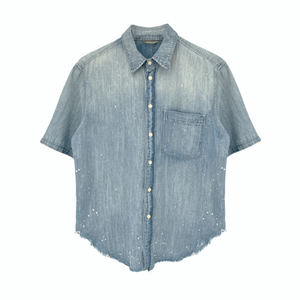 MOTHER Short Sleeve Frenchie Frayed Hem in Fixed S