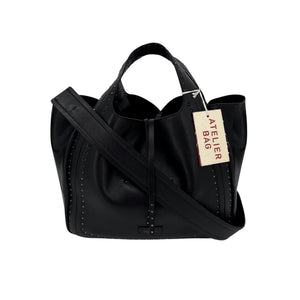 VALENTINO GARAVANI Small Atelier Bag 01 Metal Stitch Edition Tote Bag In Black