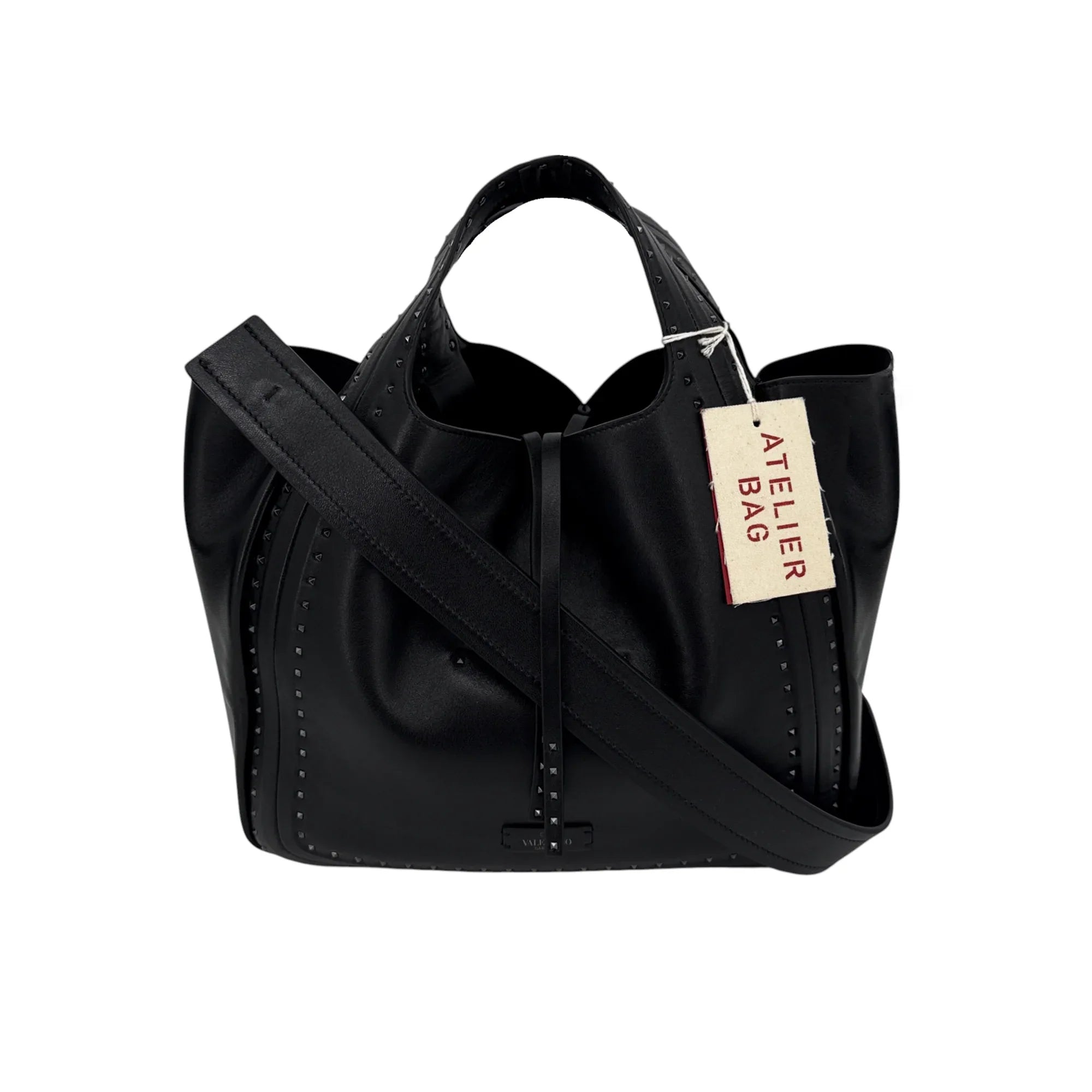 VALENTINO GARAVANI Small Atelier Bag 01 Metal Stitch Edition Tote Bag In Black - flyKAMP