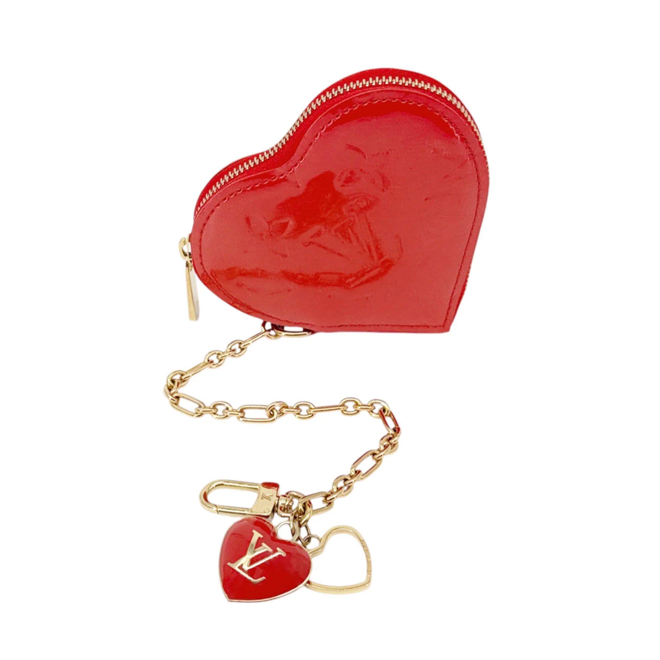 LOUIS VUITTON Vernis Heart Coin Purse Orange Sunset - flyKAMP