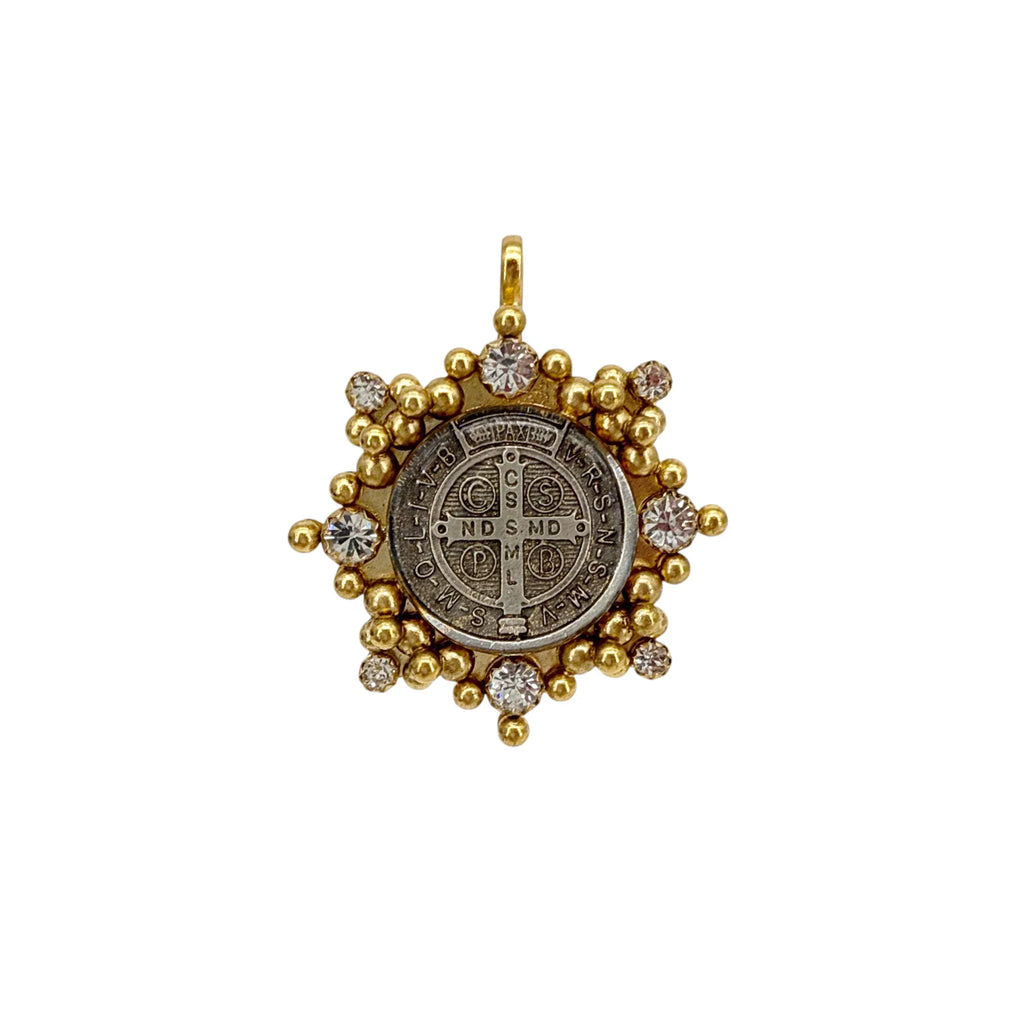 VIRGINS SAINTS & ANGELS VSA Cloister San Benito Medallion in Gold - flyKAMP