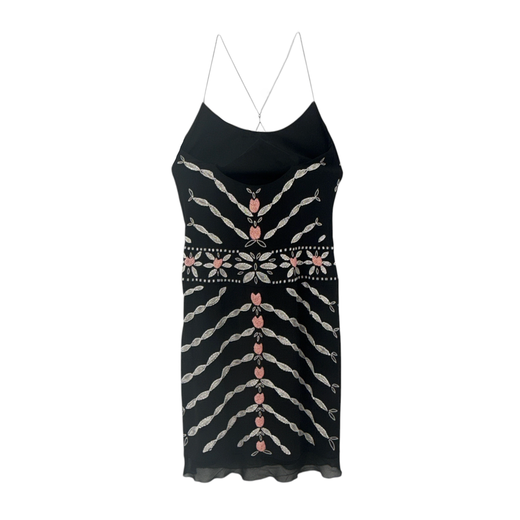 NICOLE MILLER Collection Beaded Silk Dress in Black 2|XS Nicole Miller Collection