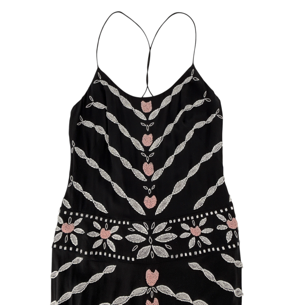 NICOLE MILLER Collection Beaded Silk Dress in Black 2|XS Nicole Miller Collection