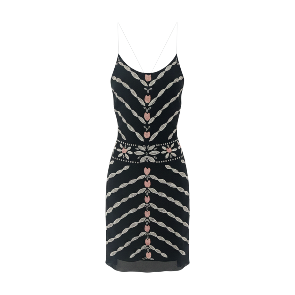 NICOLE MILLER Collection Beaded Silk Dress in Black 2|XS Nicole Miller Collection