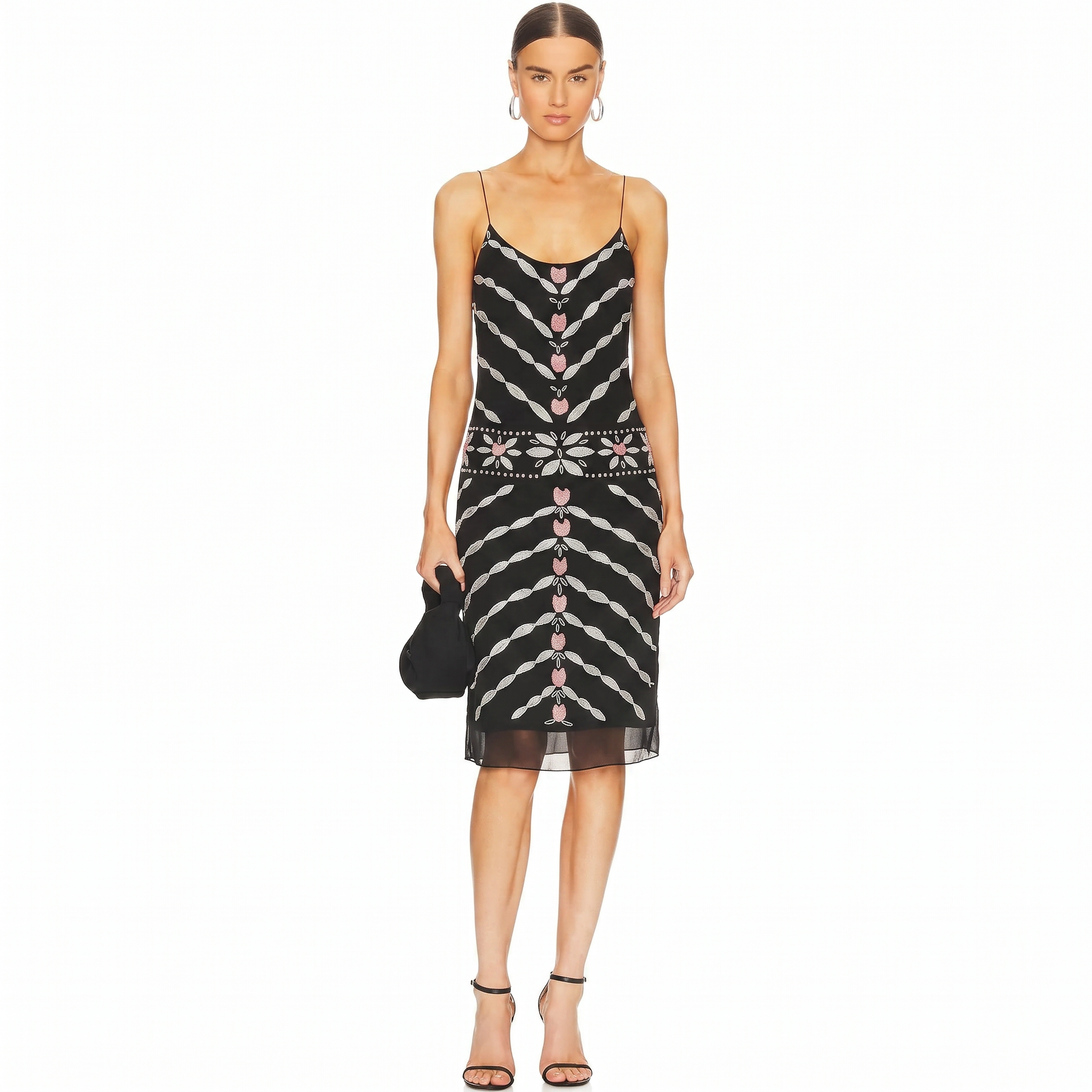 NICOLE MILLER Collection Beaded Silk Dress in Black 2|XS Nicole Miller Collection
