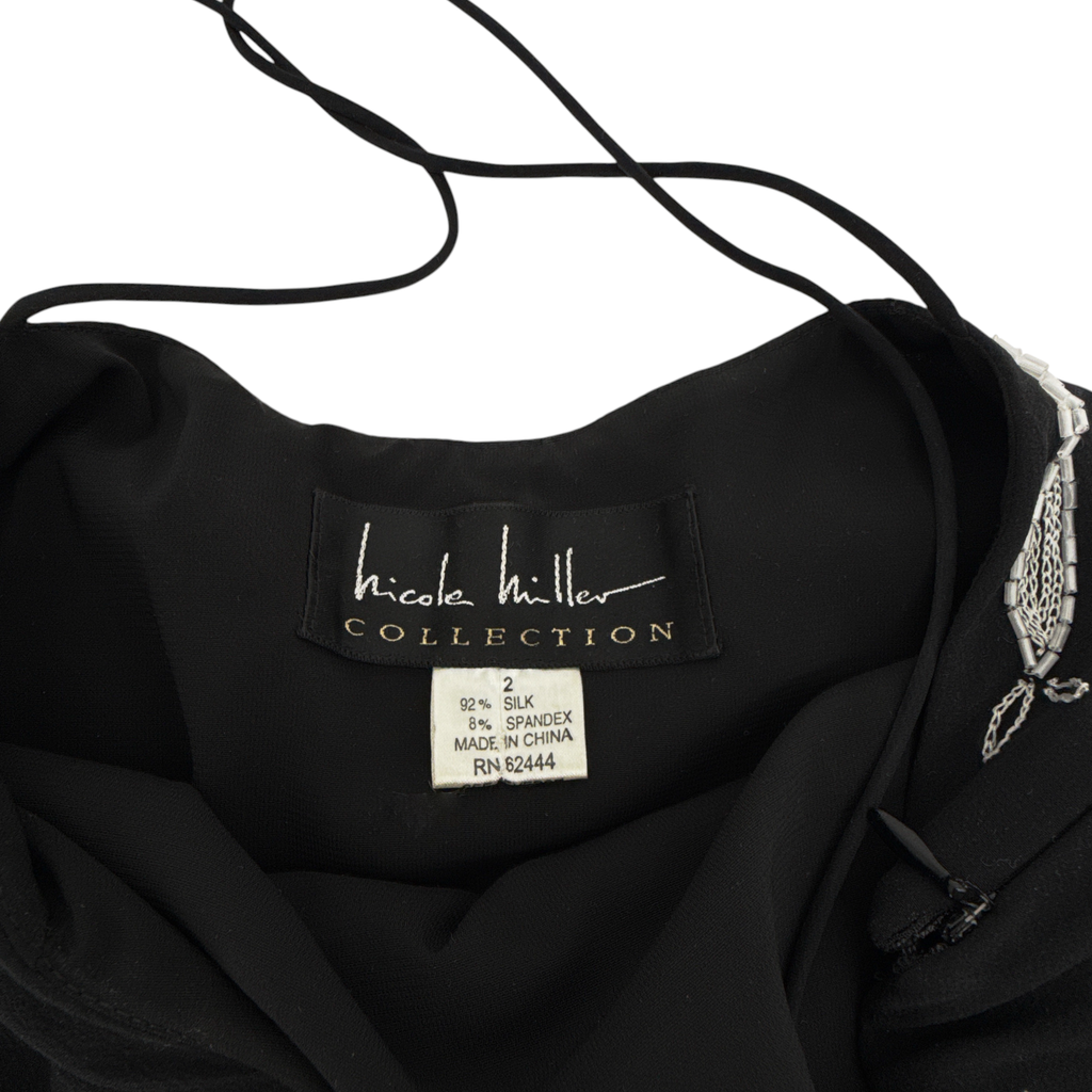 NICOLE MILLER Collection Beaded Silk Dress in Black 2|XS Nicole Miller Collection