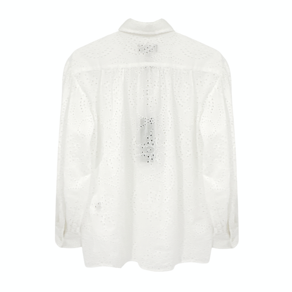NILI LOTAN Andree Eyelet Shirt in Ivory XS Nili Lotan