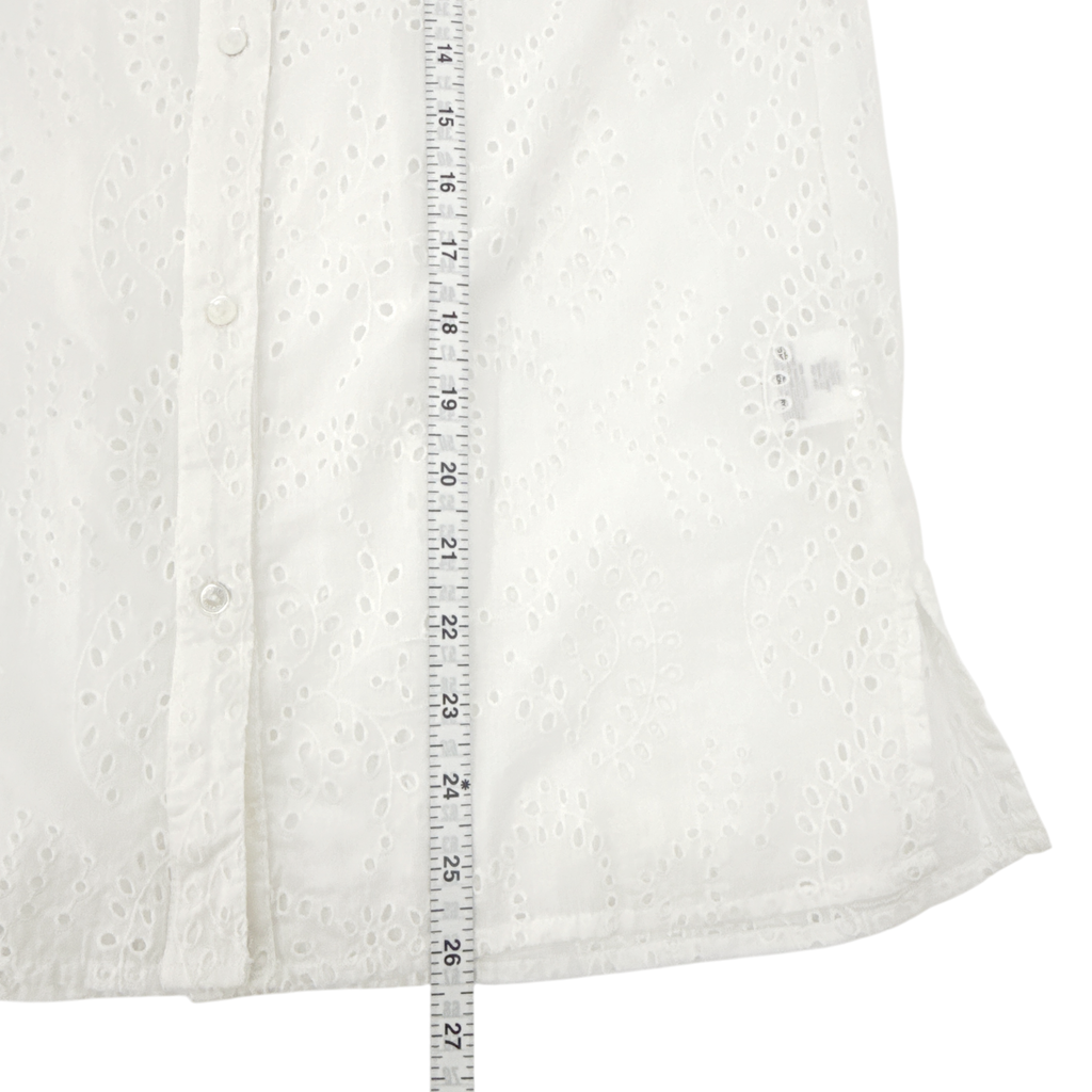 NILI LOTAN Andree Eyelet Shirt in Ivory XS Nili Lotan