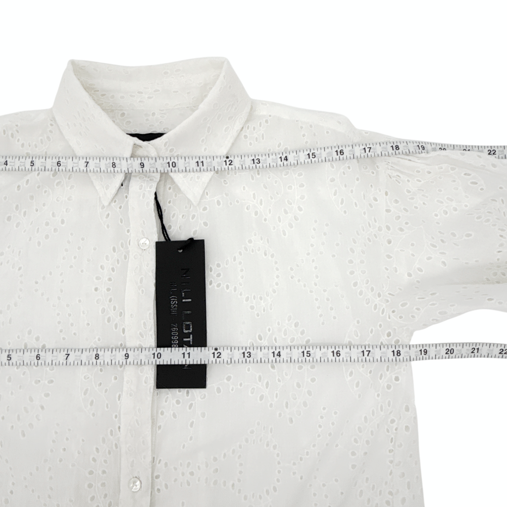 NILI LOTAN Andree Eyelet Shirt in Ivory XS Nili Lotan