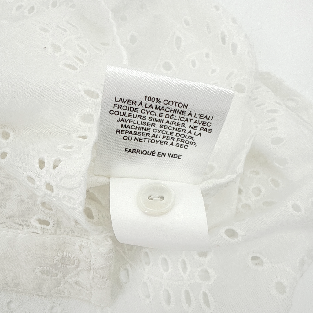 NILI LOTAN Andree Eyelet Shirt in Ivory XS Nili Lotan