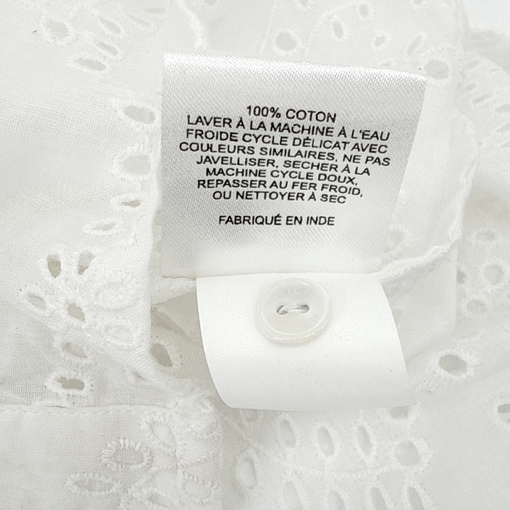 NILI LOTAN Andree Eyelet Shirt in Ivory XS Nili Lotan