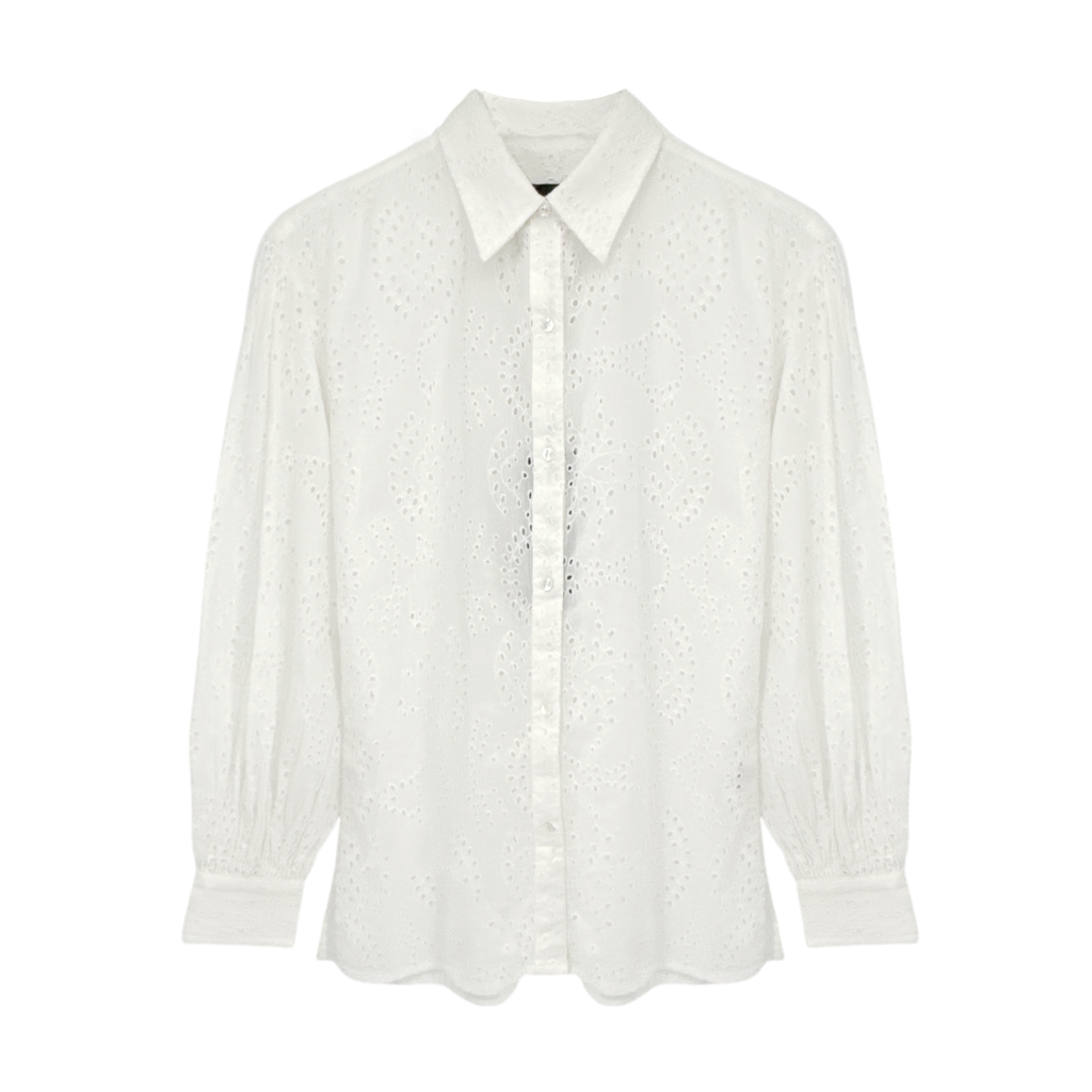 NILI LOTAN Andree Eyelet Shirt in Ivory XS Nili Lotan