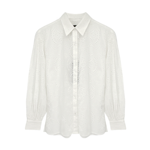 NILI LOTAN Andree Eyelet Shirt in Ivory XS
