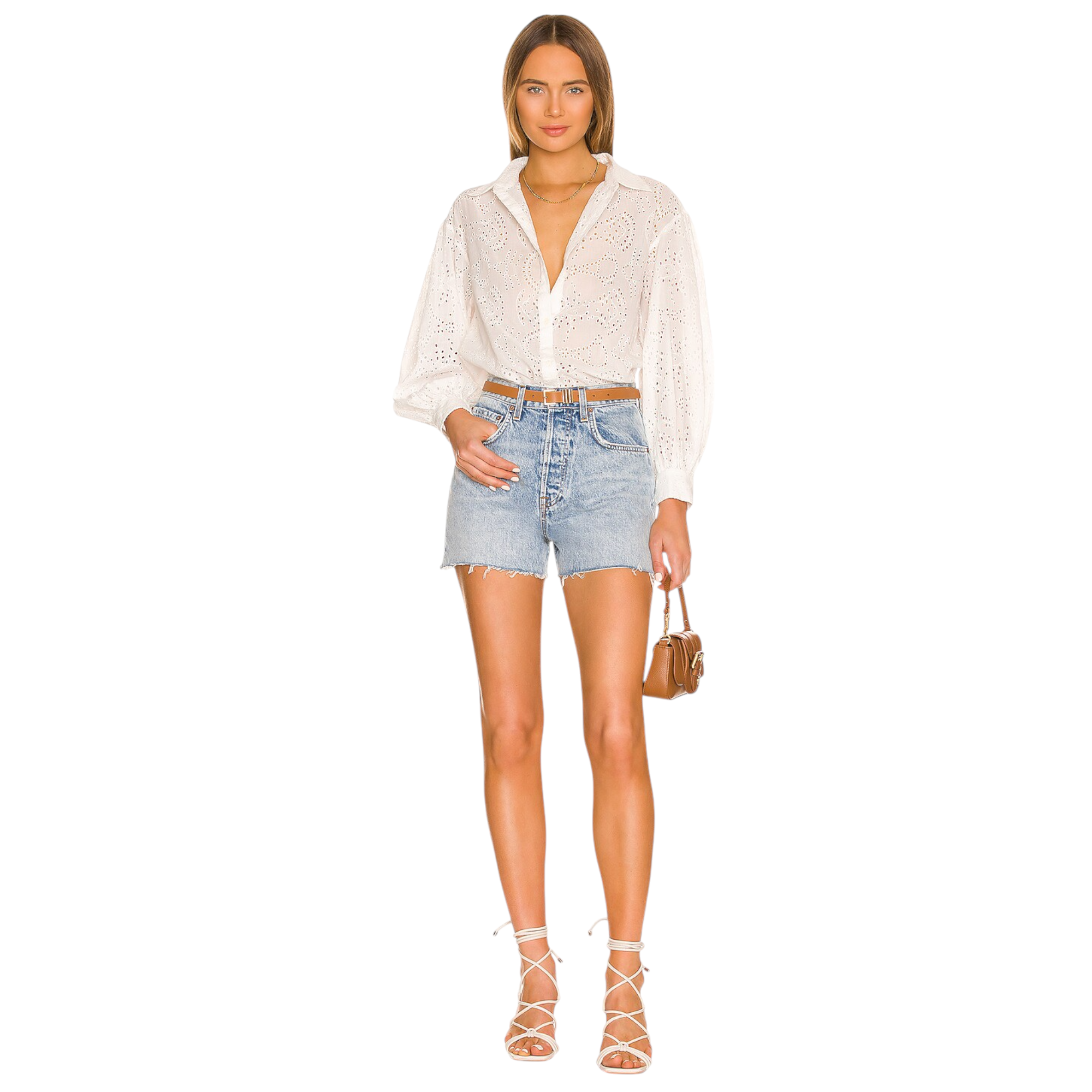 NILI LOTAN Andree Eyelet Shirt in Ivory XS Nili Lotan