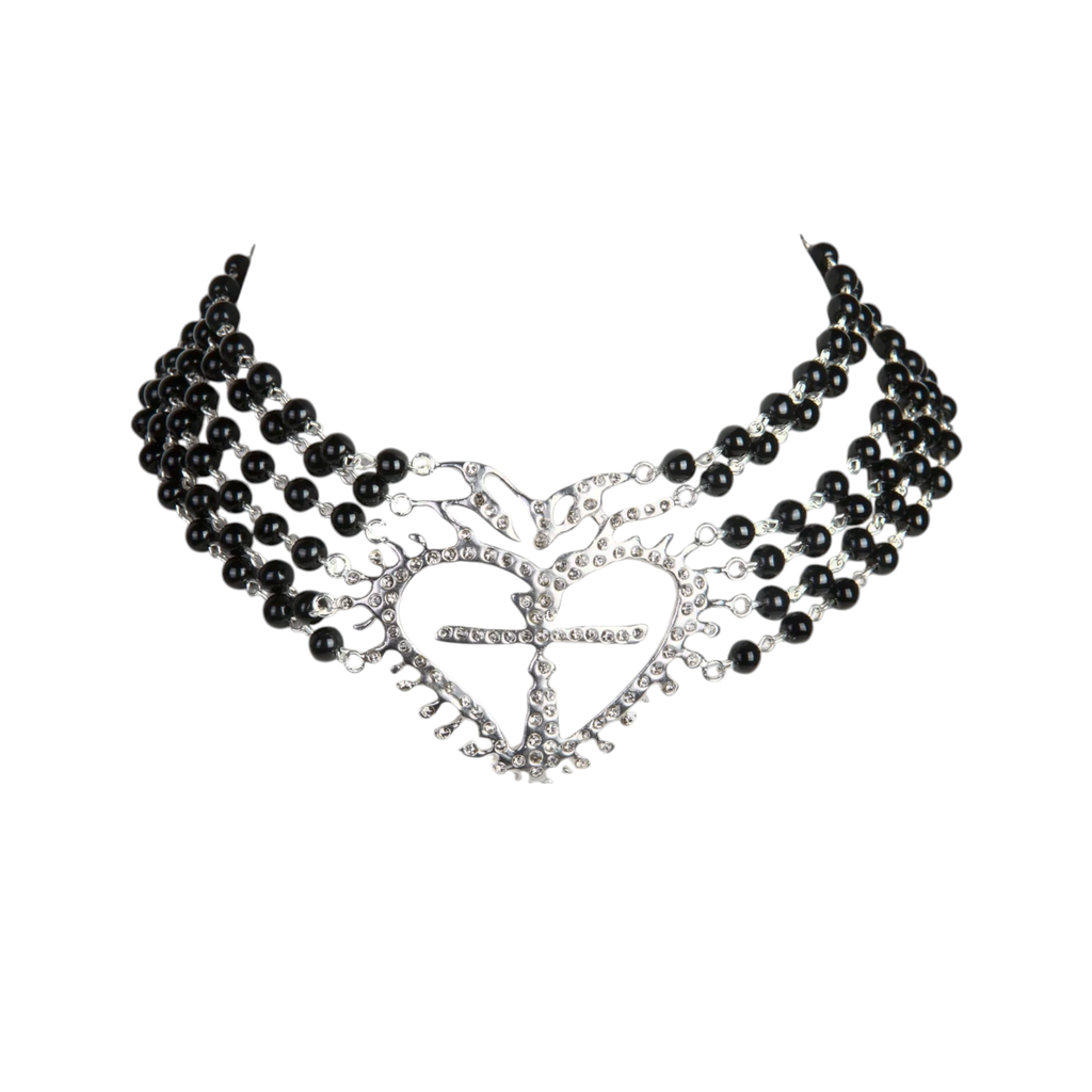 VIRGINS SAINTS & ANGELS VSA La Queen Collar Mystic Black in Silver Virgins Saints & Angels