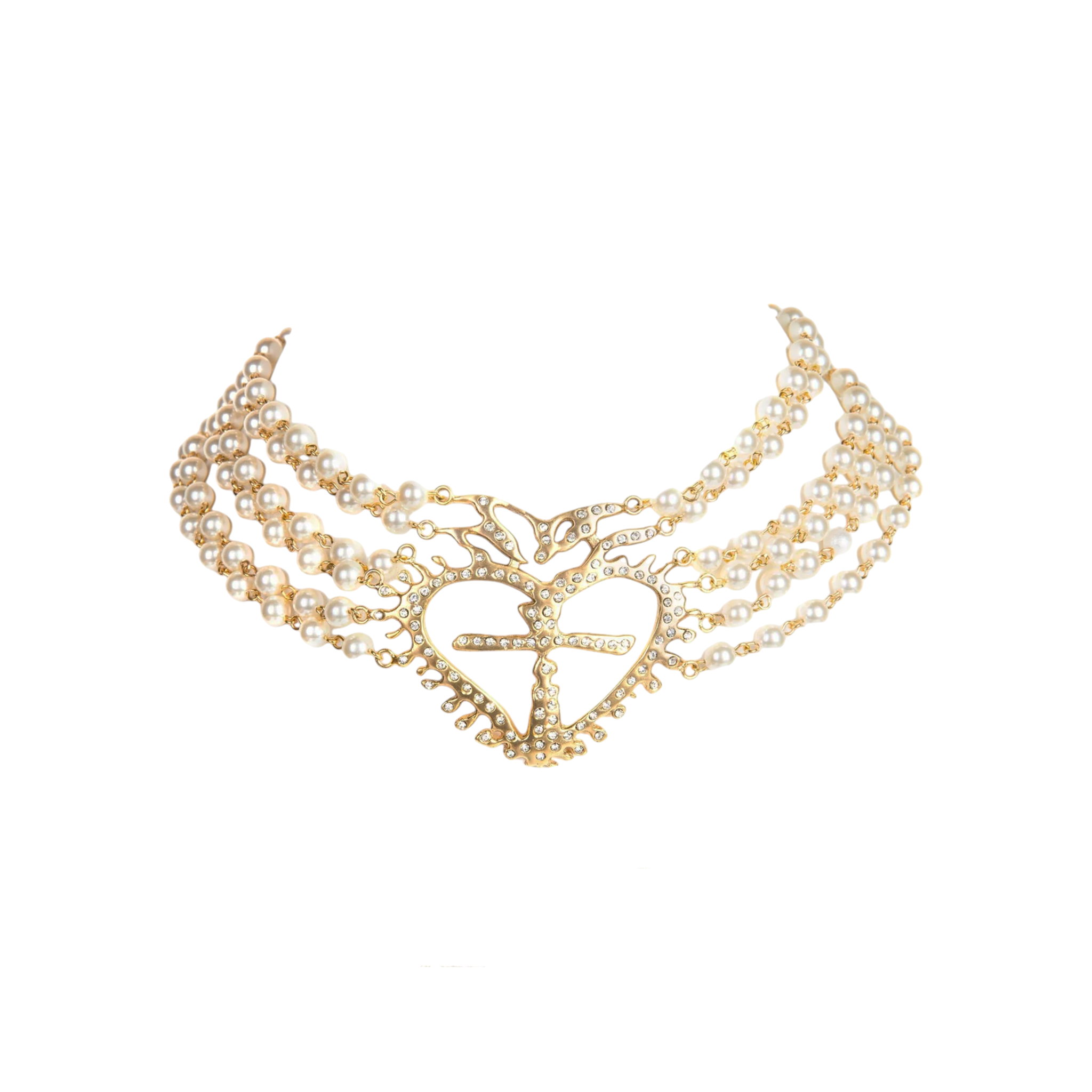 VIRGINS SAINTS & ANGELS VSA La Queen Collar in Cream Pearl & Gold Virgins Saints & Angels
