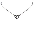 VIRGINS SAINTS & ANGELS Queen of Hearts Petite Crystal Logo Necklace Gunmetal - flyKAMP
