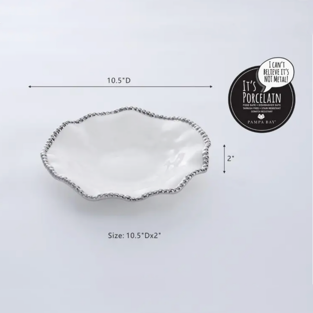 PAMPA BAY Salerno Round Serving Piece | Silver Pampa Bay