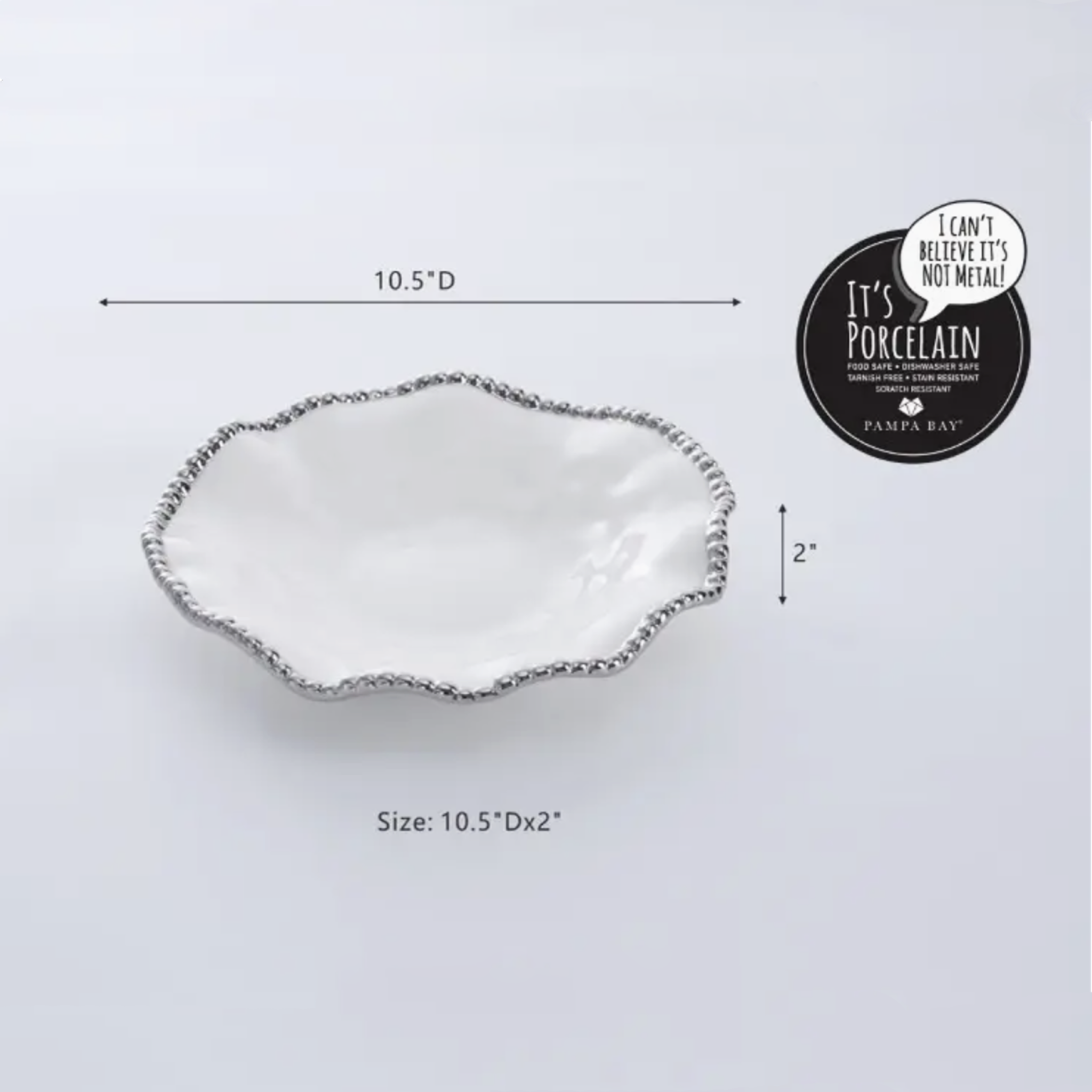 PAMPA BAY Salerno Round Serving Piece | Silver Pampa Bay