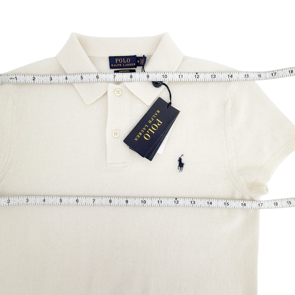 POLO RALPH LAUREN Cashmere Polo Shirt in Chic Cream in M Polo Ralph Lauren