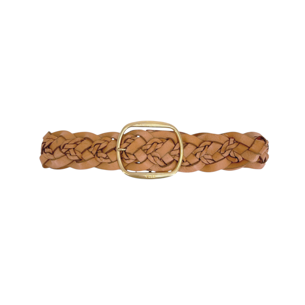 POLO RALPH LAUREN Double-Braided Leather Belt Natural S Polo Ralph Lauren