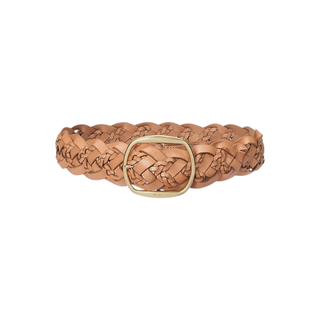 POLO RALPH LAUREN Double-Braided Leather Belt Natural S Polo Ralph Lauren
