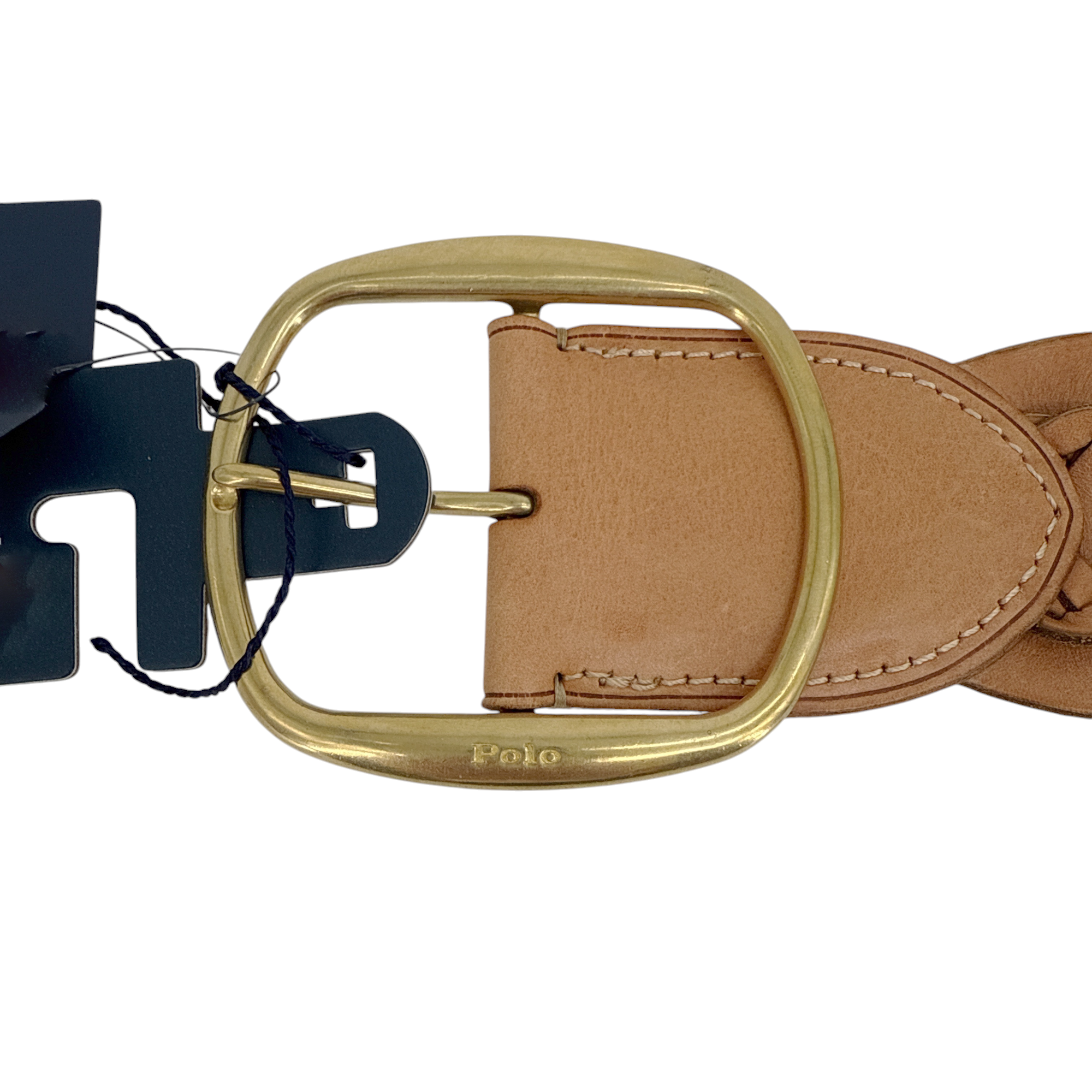 POLO RALPH LAUREN Double-Braided Leather Belt Natural S Polo Ralph Lauren