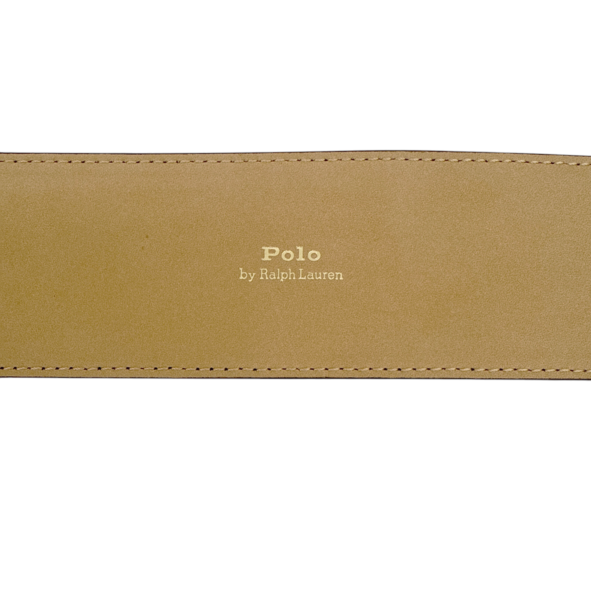 POLO RALPH LAUREN Elongated-Buckle Leather Belt in Black & Gold S Polo Ralph Lauren