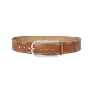 POLO RALPH LAUREN Elongated-Buckle Leather Belt in Cuoio & Silver M