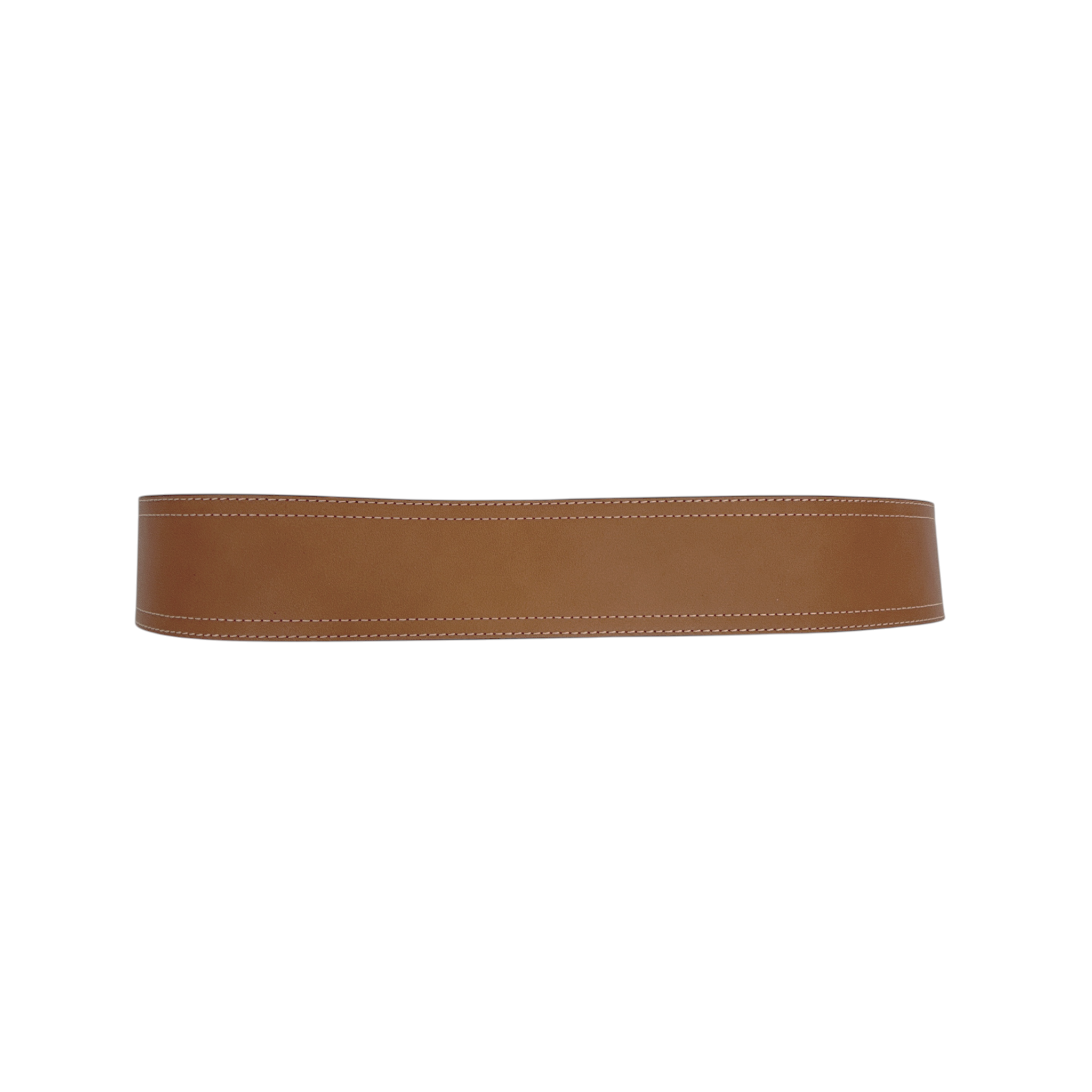 POLO RALPH LAUREN Elongated-Buckle Leather Belt in Cuoio & Silver M Polo Ralph Lauren