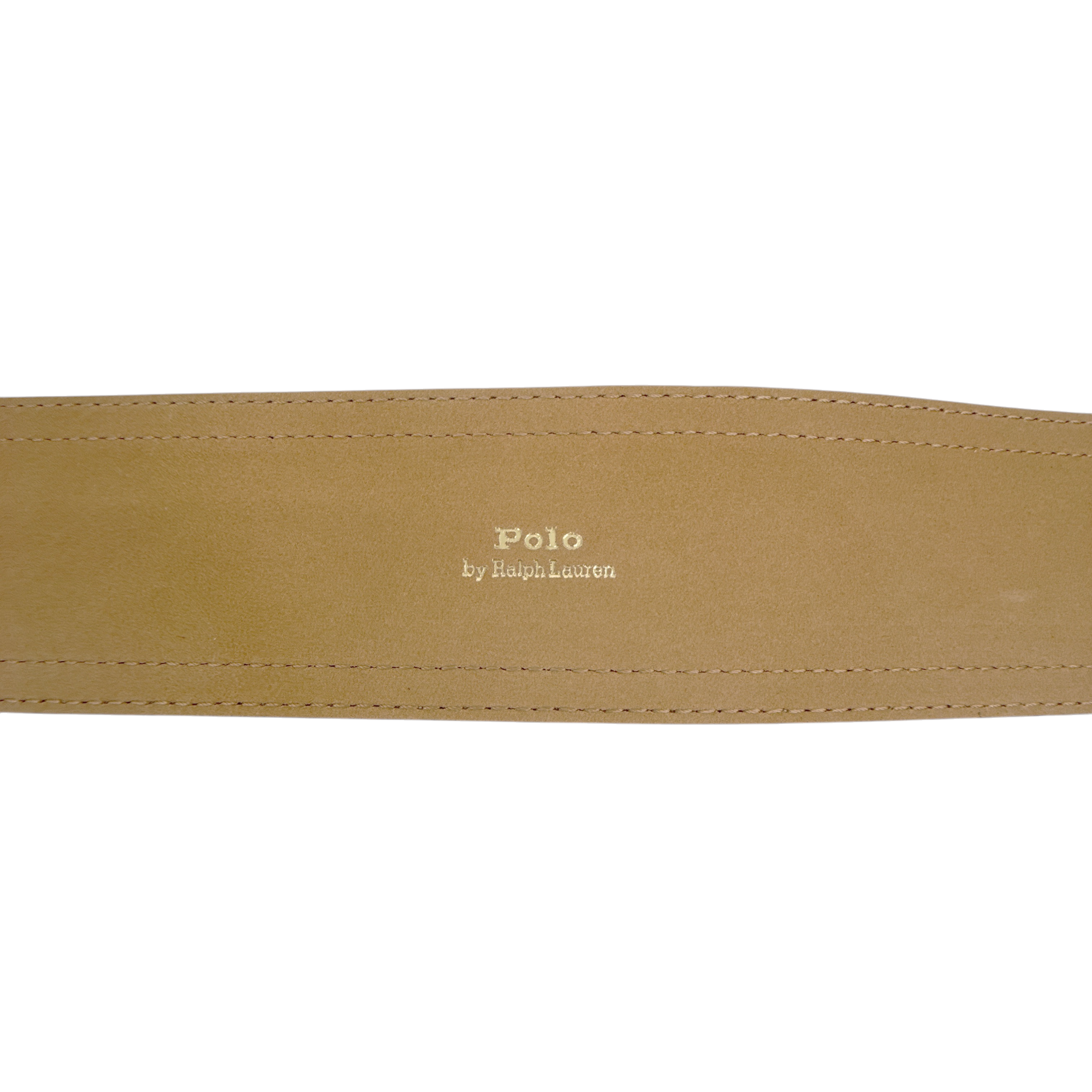 POLO RALPH LAUREN Elongated-Buckle Leather Belt in Cuoio & Silver M Polo Ralph Lauren