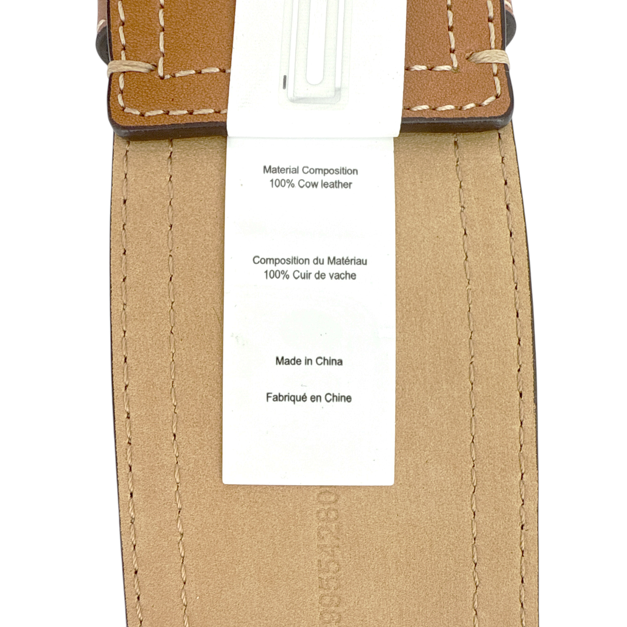 POLO RALPH LAUREN Elongated-Buckle Leather Belt in Cuoio & Silver M Polo Ralph Lauren