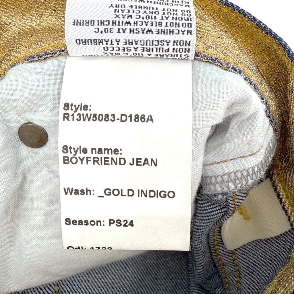 R13 Boyfriend Jean in Gold Indigo 24 R13
