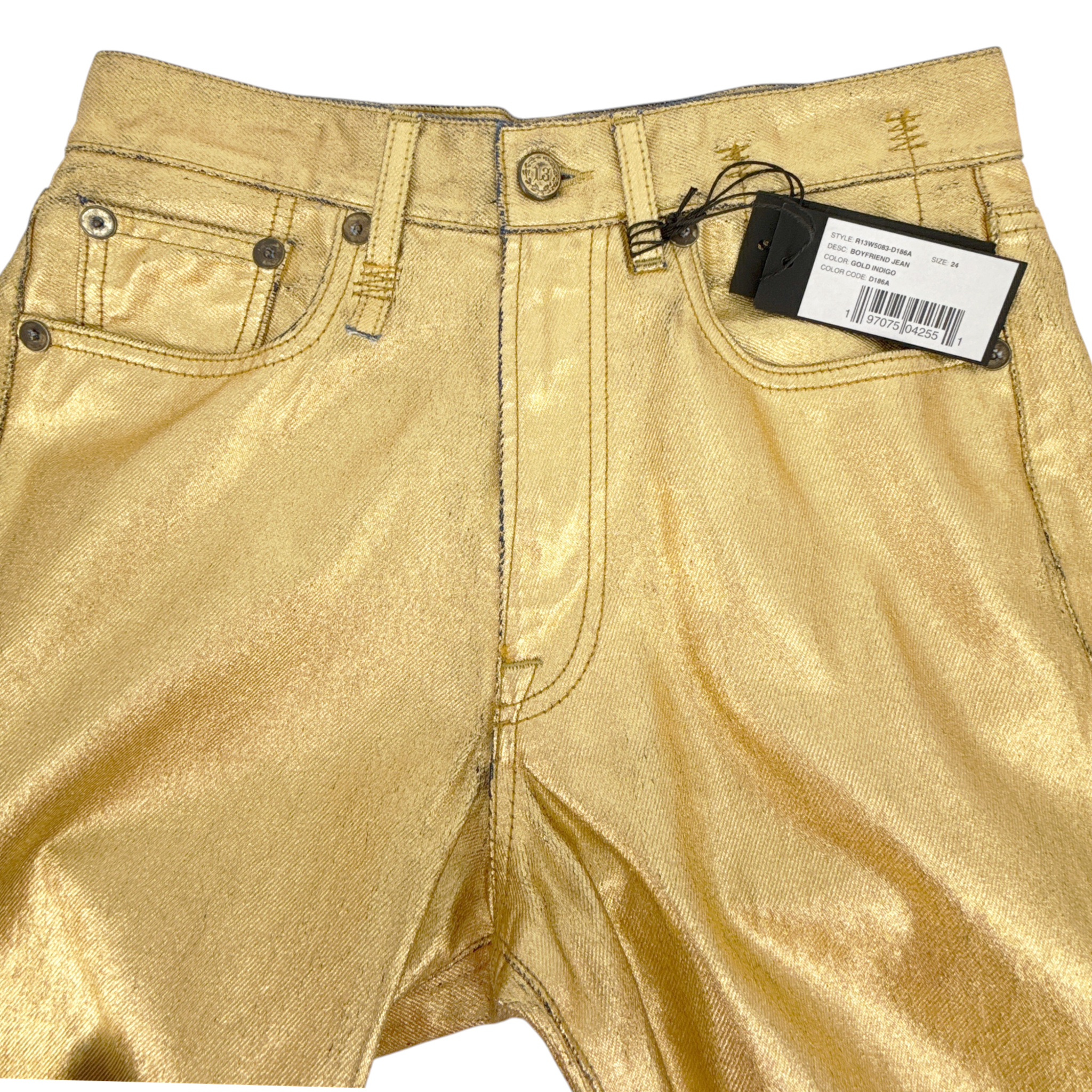 R13 Boyfriend Jean in Gold Indigo 24 R13
